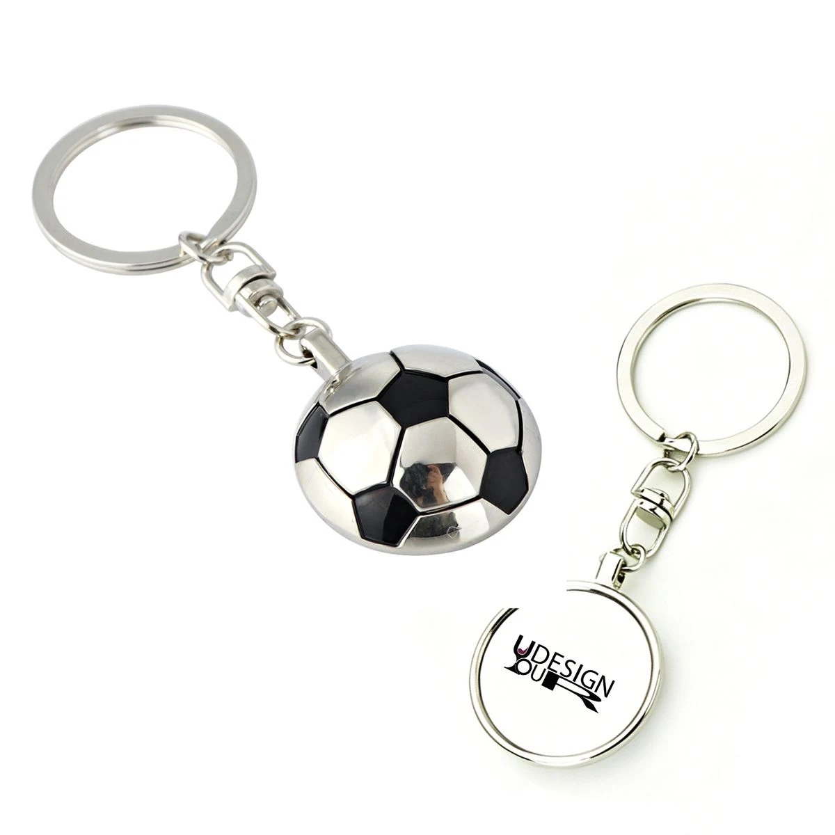 MOQ 30 Half Soccer Ball Zinc Alloy Keychain 1