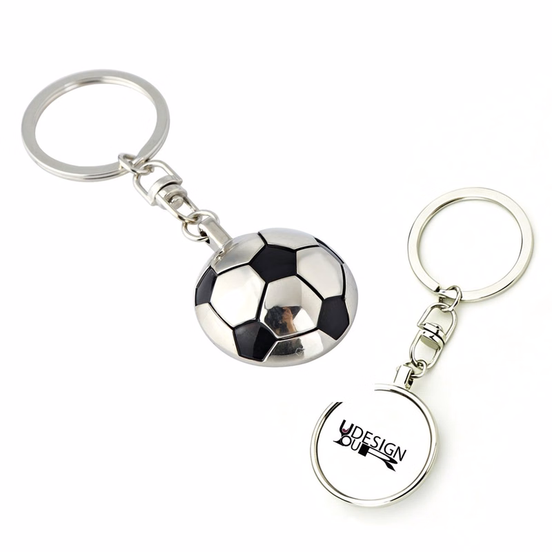 MOQ 30 Half Soccer Ball Zinc Alloy Keychain