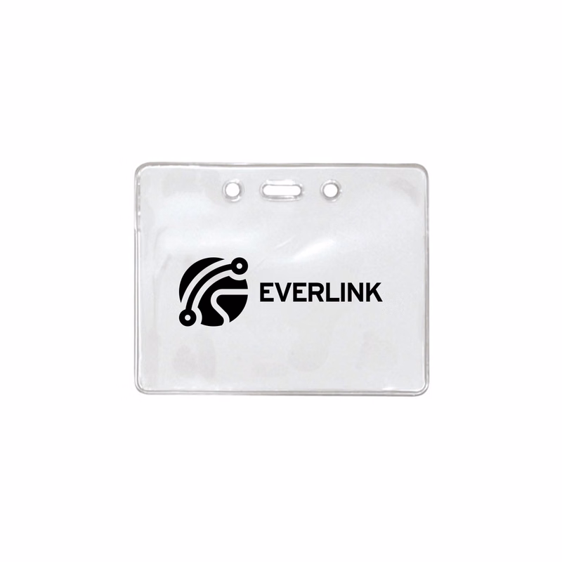 3.80" W x 3.00" H - Horizontal Clear Vinyl Badge Holder (1 Color Imprint)