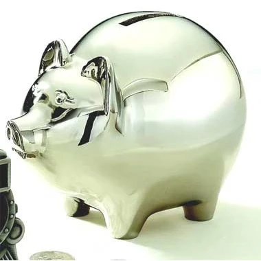 large chrome piggy bank (shiny silver) 1