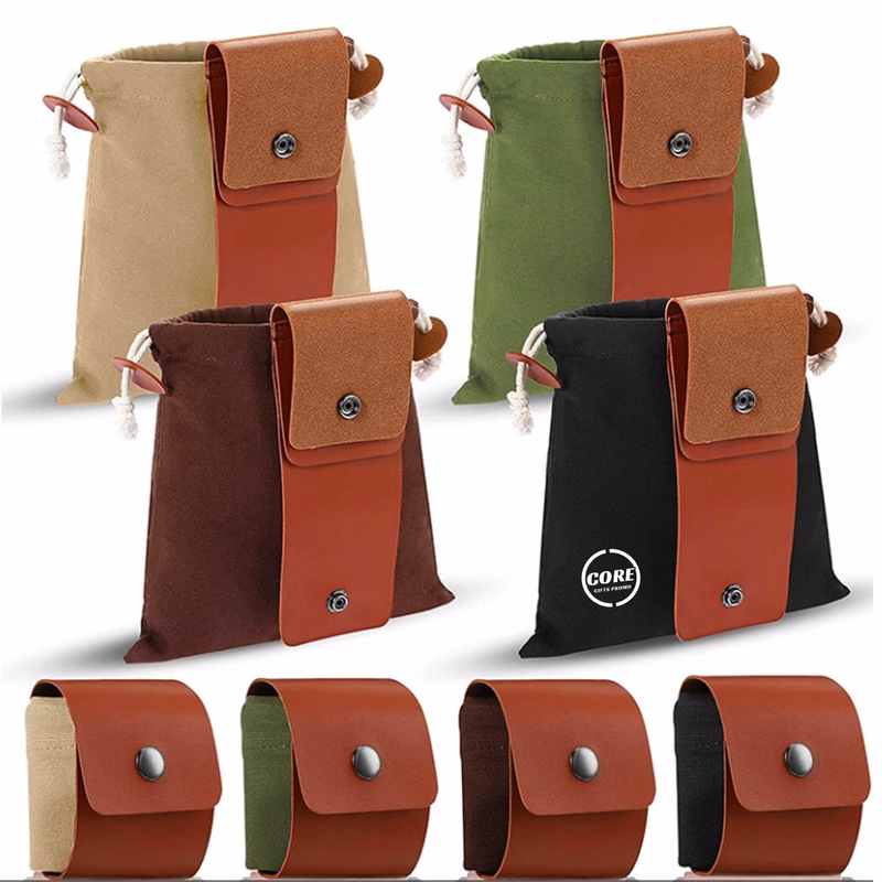 Foraging Bag Leather Canvas Pouch Collapsible Bushcraft