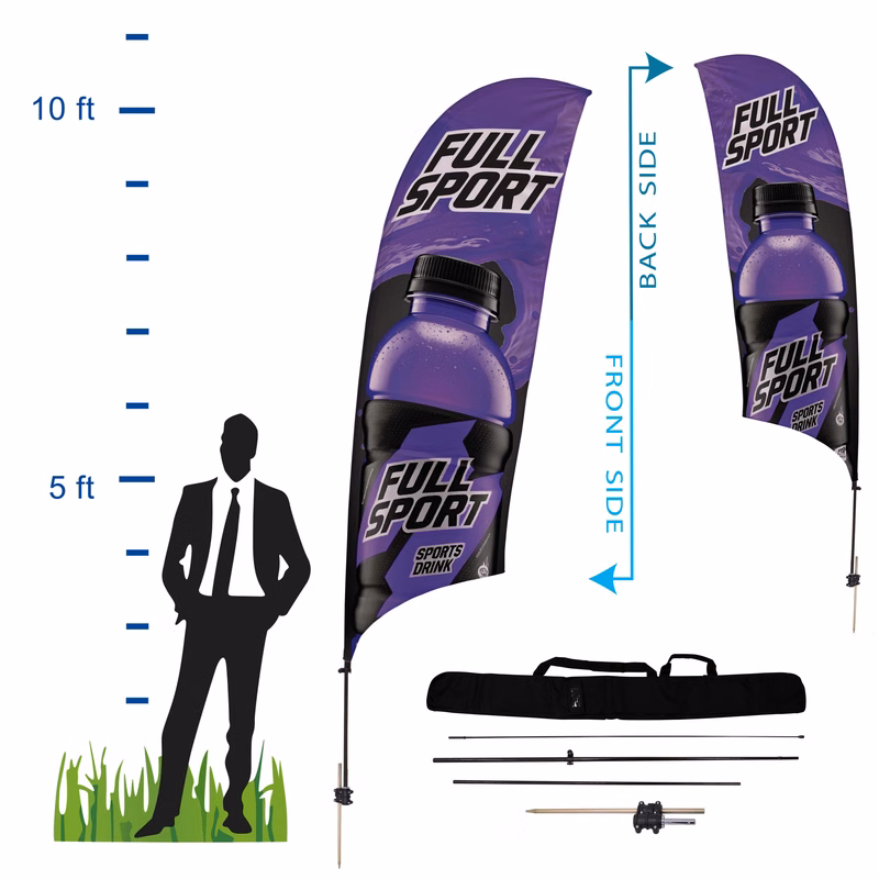 10.5 ft. Concave Advertising Flag Kit 4 (Double Sided)