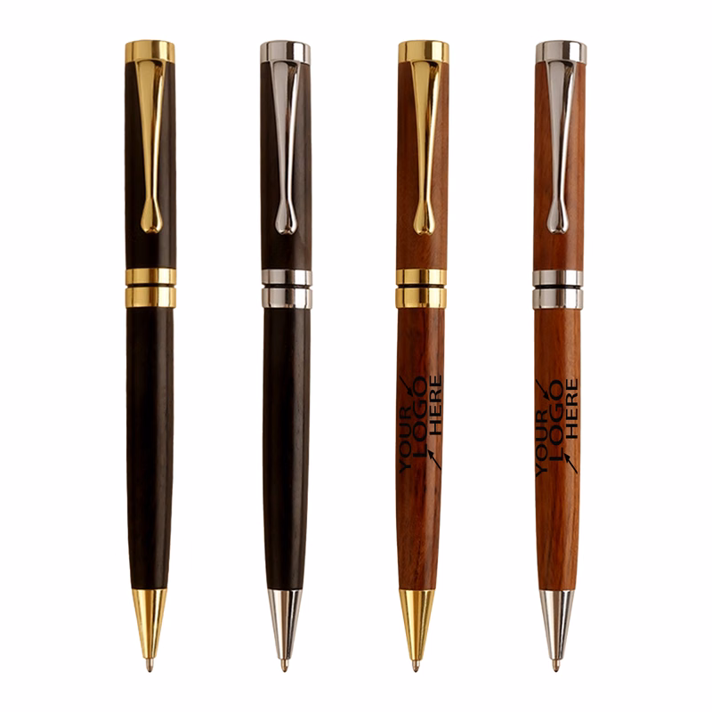 Custom Brass-Colored Rosewood Business Conference Souvenir Ballpoint Pen