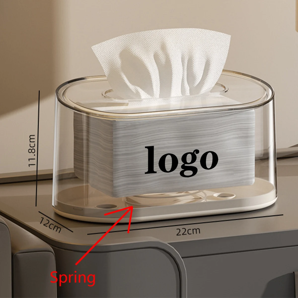Acrylic Tissue Box Holder With Spring 1