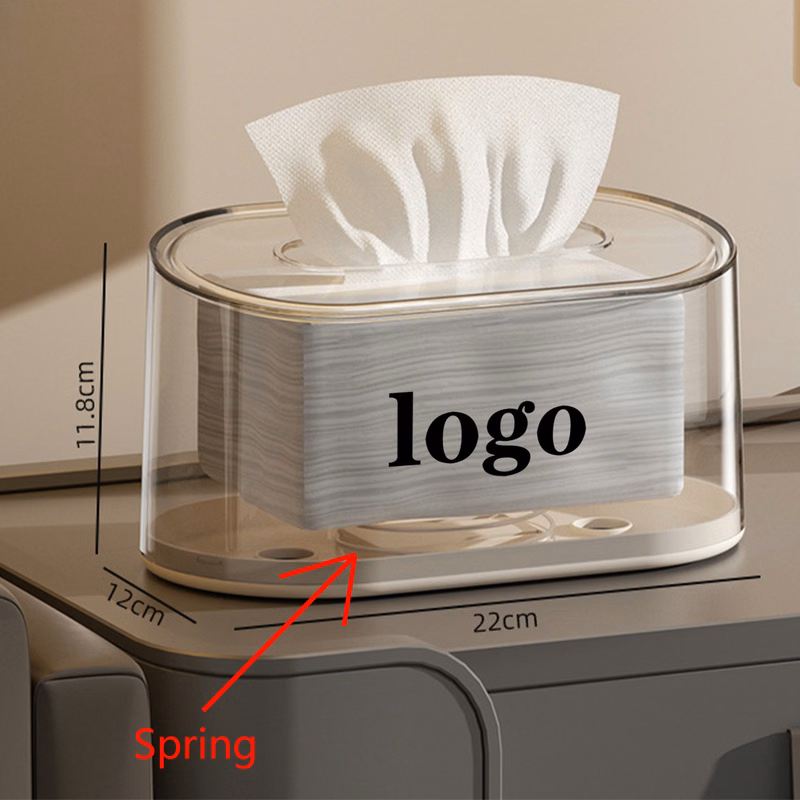 Acrylic Tissue Box Holder With Spring