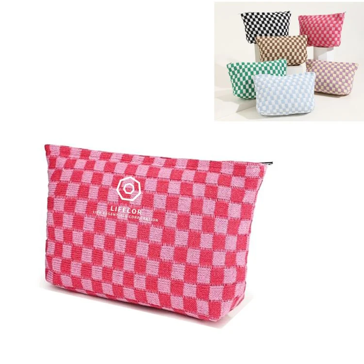 Large Checkered Cosmetic Bag 1