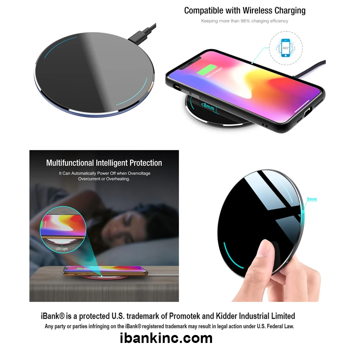 iBank ® Wireless Charger, 13W Charging Pad for iPhone and Galaxy Phones 1
