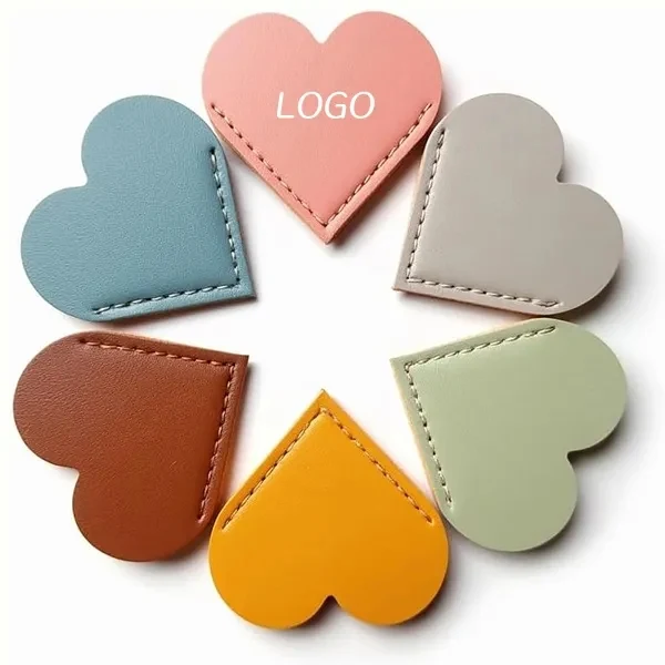 Heart Leather Bookmarks with Corner Page Clip for Books 1