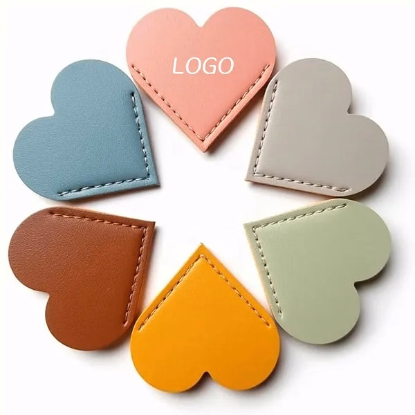Heart Leather Bookmarks with Corner Page Clip for Books