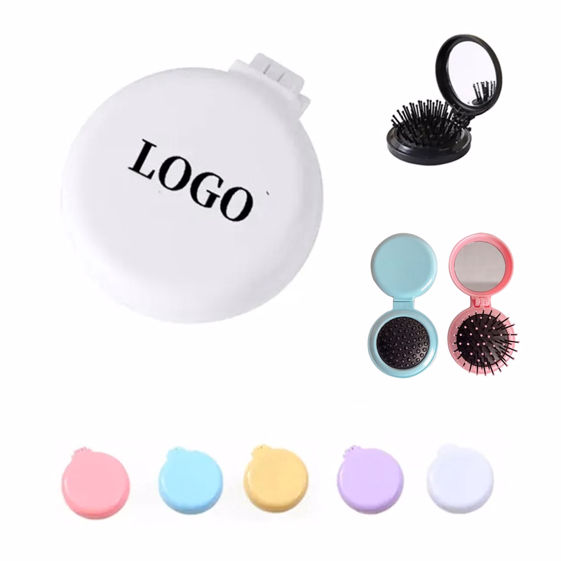 Portable Round Folding Air Cushion Comb With Mirror