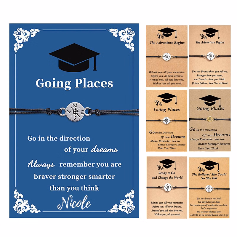 Graduation Compass Bracelet W/ Hollow Design