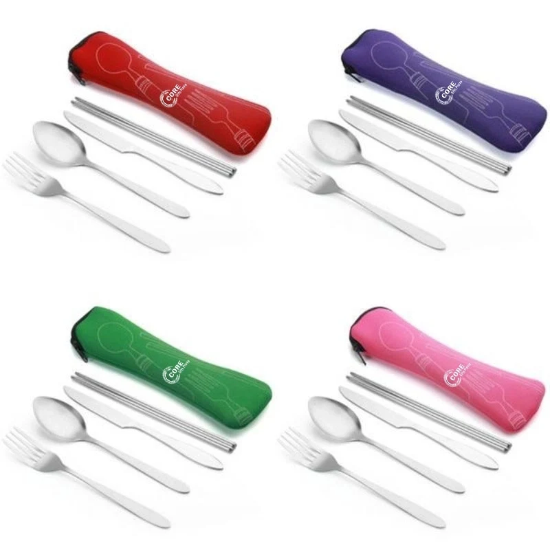 Silver Portable Flatware Cutlery Set With Pouch 1