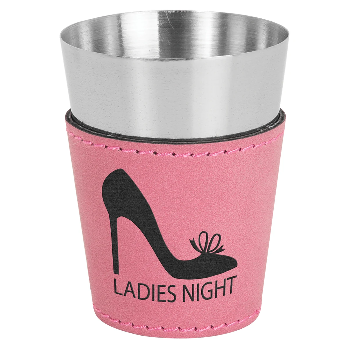 2oz. Pink Leatherette & Stainless Steel Shot Glass 1