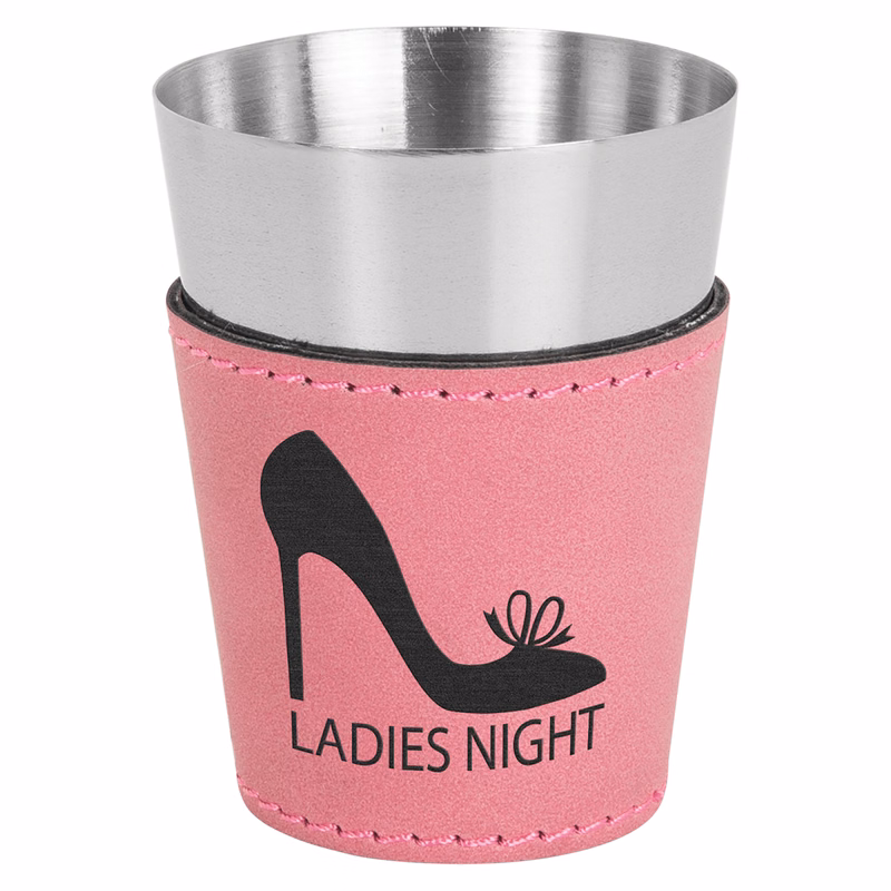 2oz. Pink Leatherette & Stainless Steel Shot Glass
