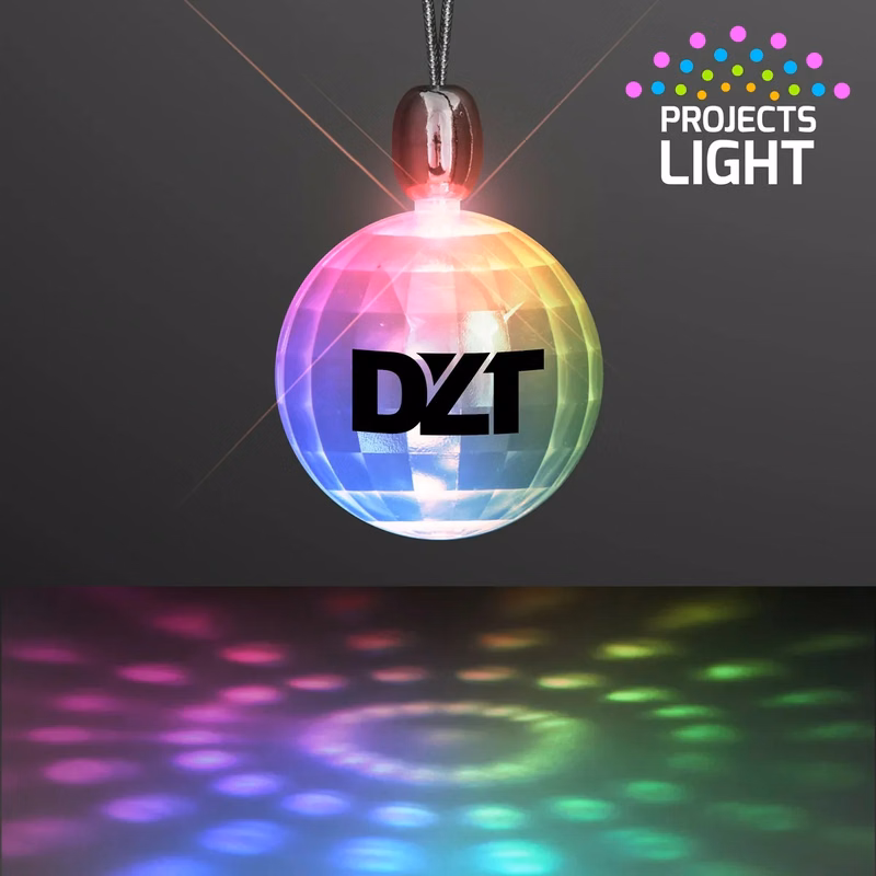 Acrylic Mini Disco Ball Necklace, Light Projecting