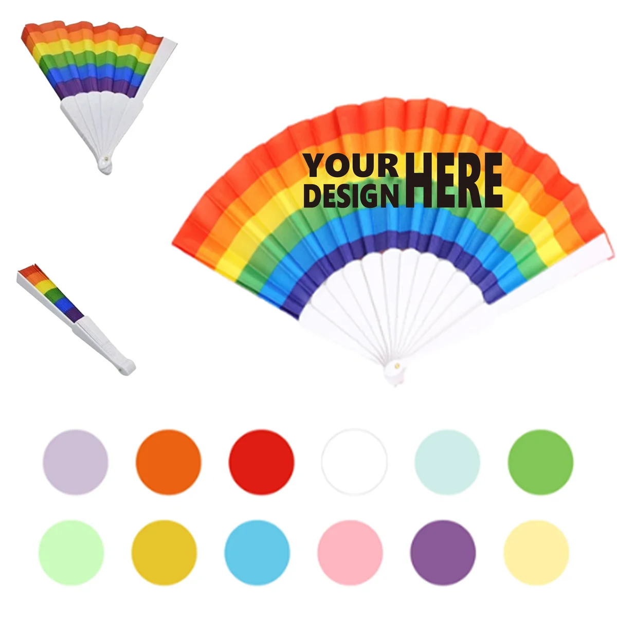 Colorful Rainbow Folding Fan Custom Logo 1