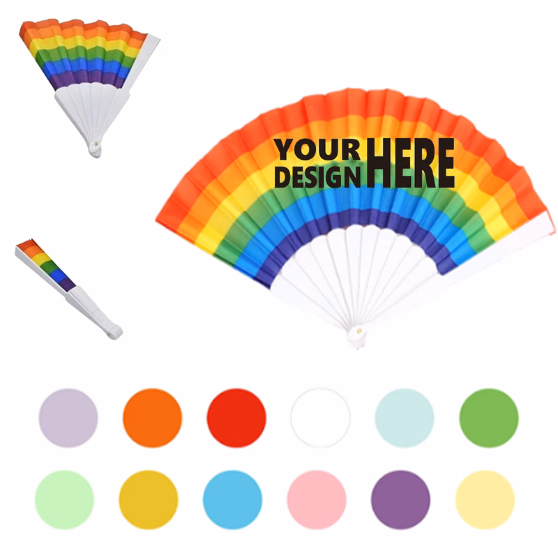 Colorful Rainbow Folding Fan Custom Logo