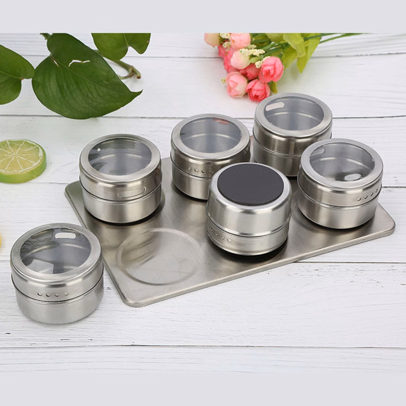 Magnetic Stainless Steel Seasoning Jar Salt Pepper Shaker