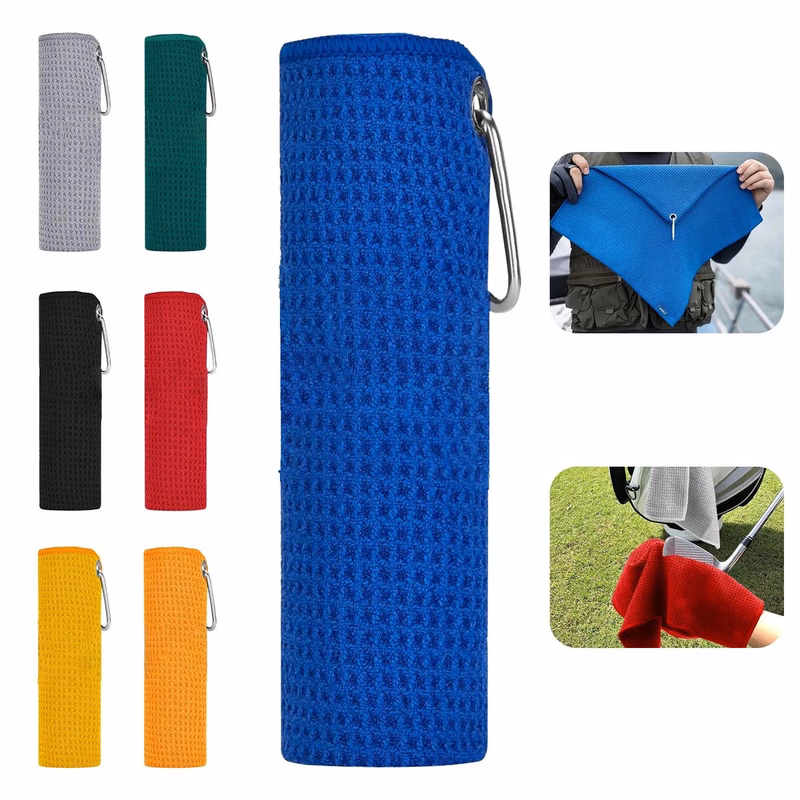 Waffle Pattern Microfiber Towel with Clip