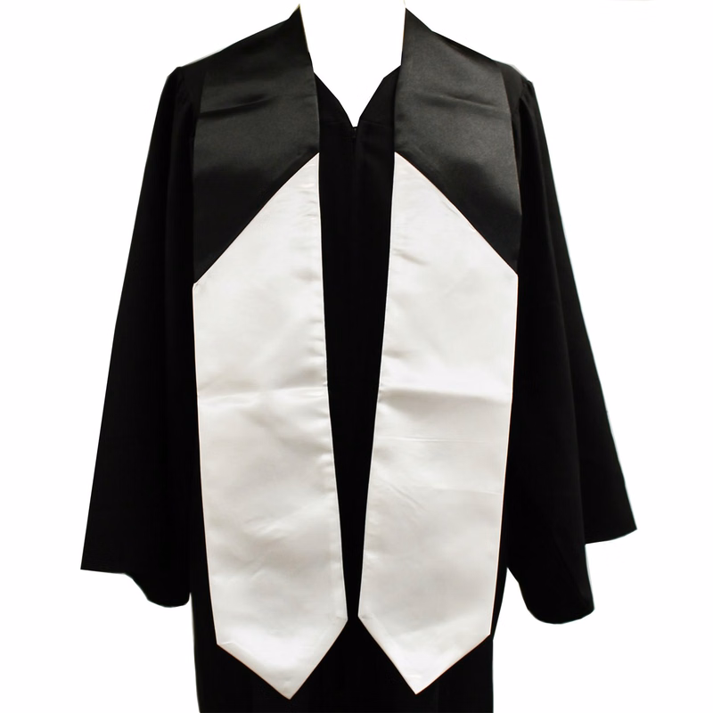 Black & White 72" Graduation Stole 2-pc Construction