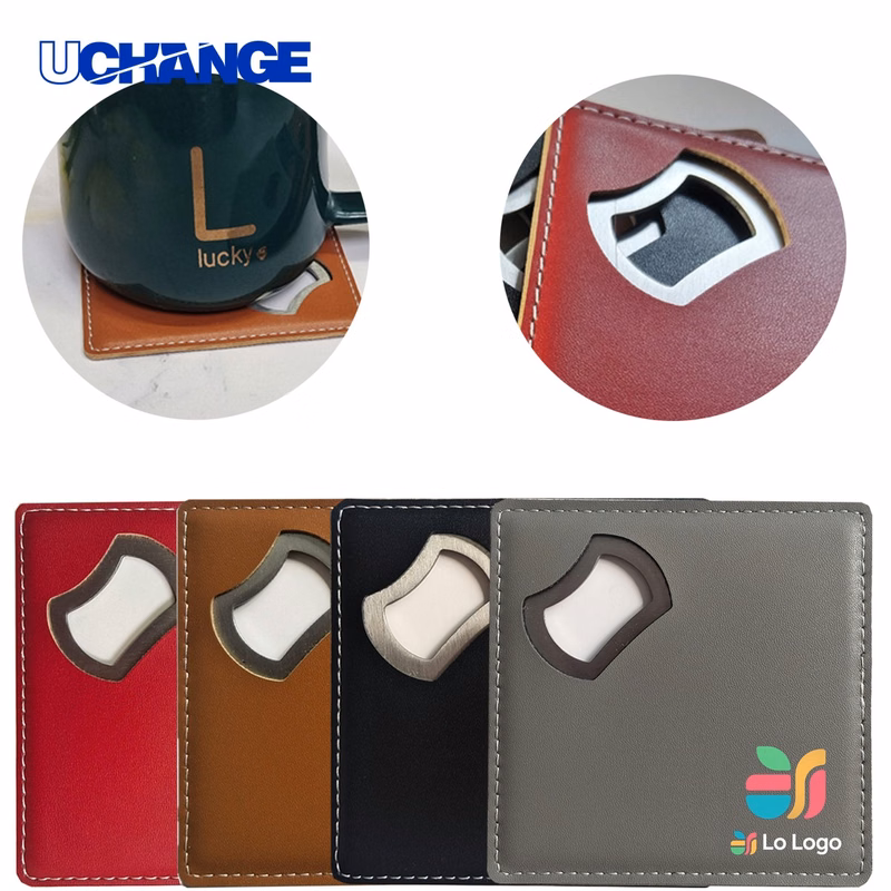 Square Leather Drink Coaster Mat
