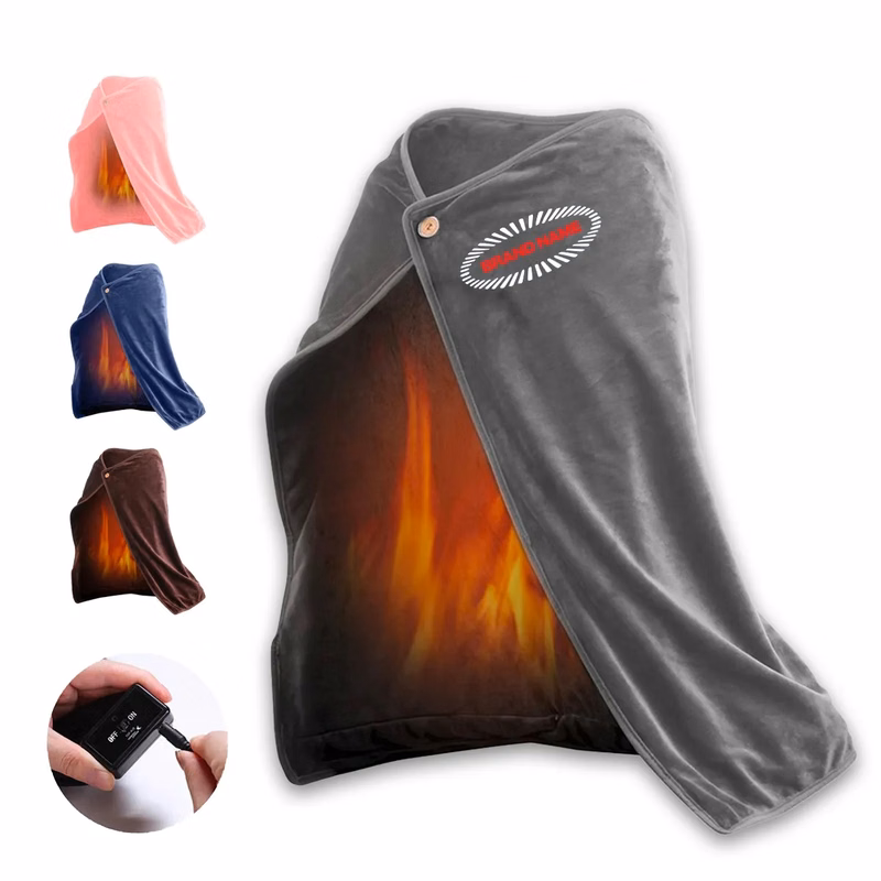 Electric Flannel Blanket Heating Shawl Washable USB Winter