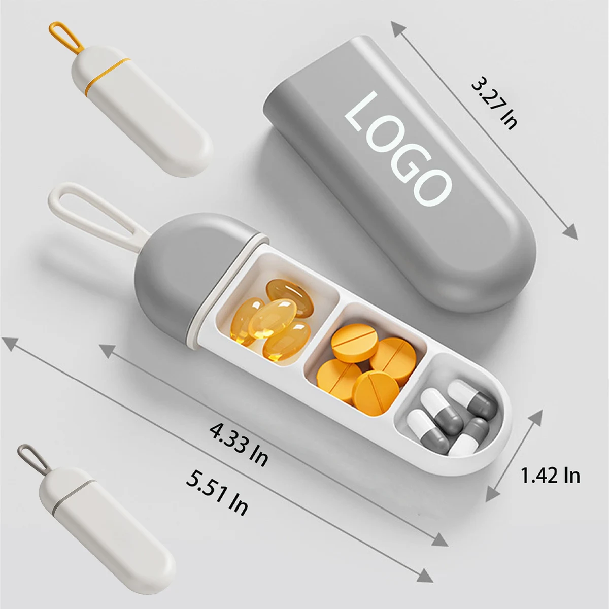 Portable Three Compartment Medicine Box 1