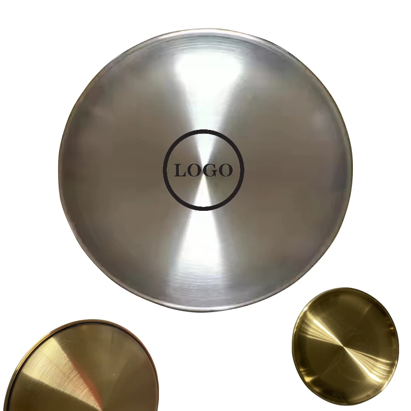 9" Round Double Layer 304 Stainless Steel Food Plates 1