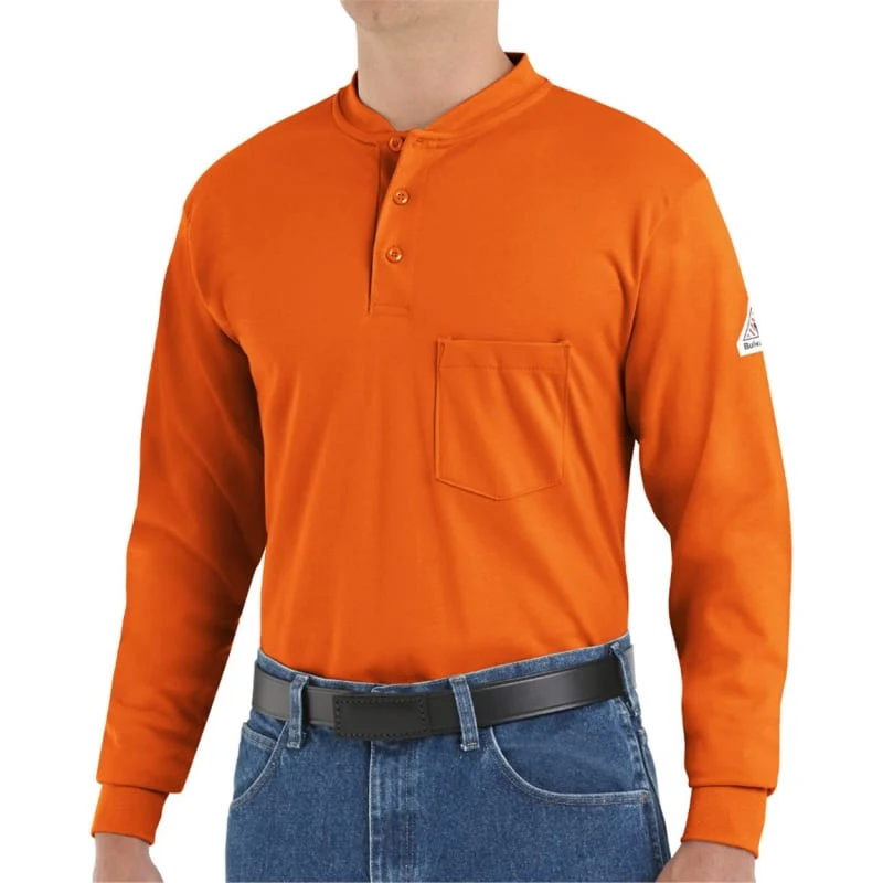 Bulwark Men's Long Sleeve Tagless Henley Shirt - SEL2 1