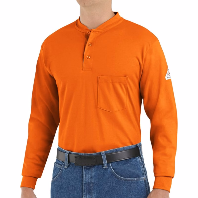 Bulwark Men's Long Sleeve Tagless Henley Shirt - SEL2