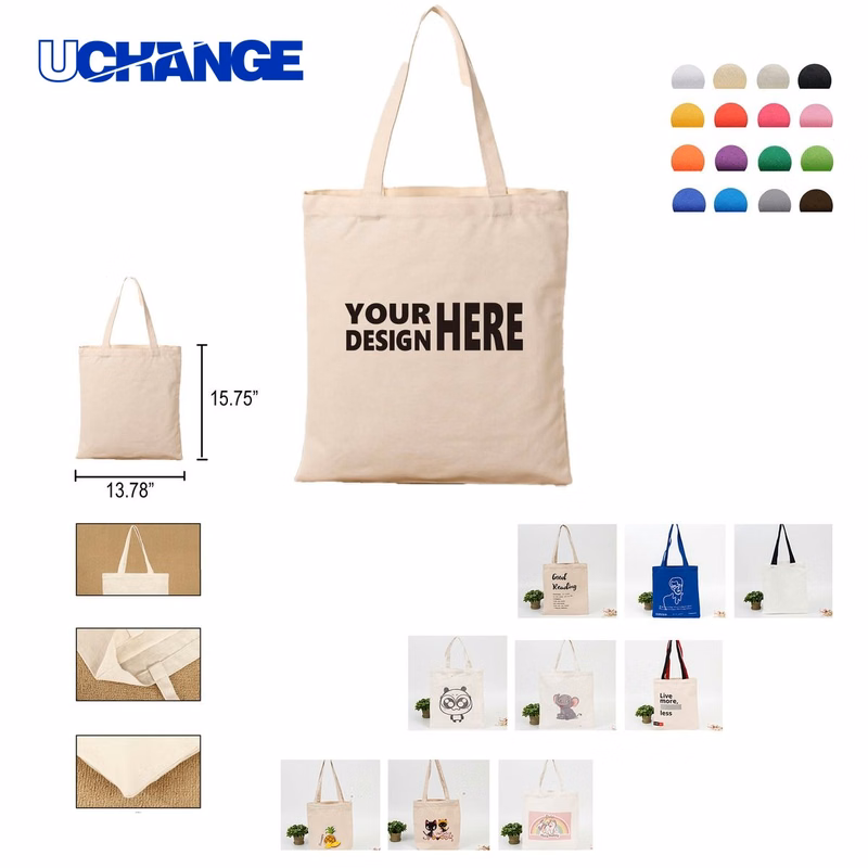 Heavy Cotton Canvas Tote Bag with Long Handles