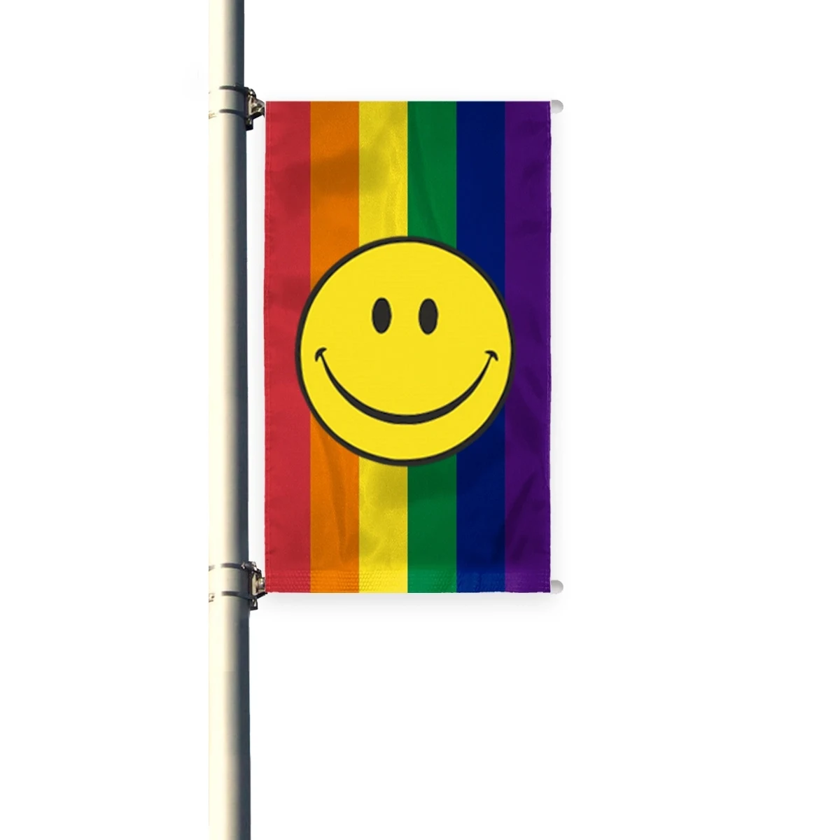3'x8'Rainbow with smiley face Pride Pleated Light PostBanner 1