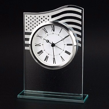 U.S. FLAG GLASS CLOCK