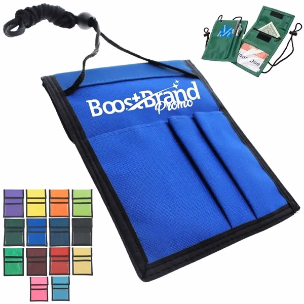 Custom Multi-Pocket Neck Wallet Badge Holder with ID Window — Trade Show Event Promo