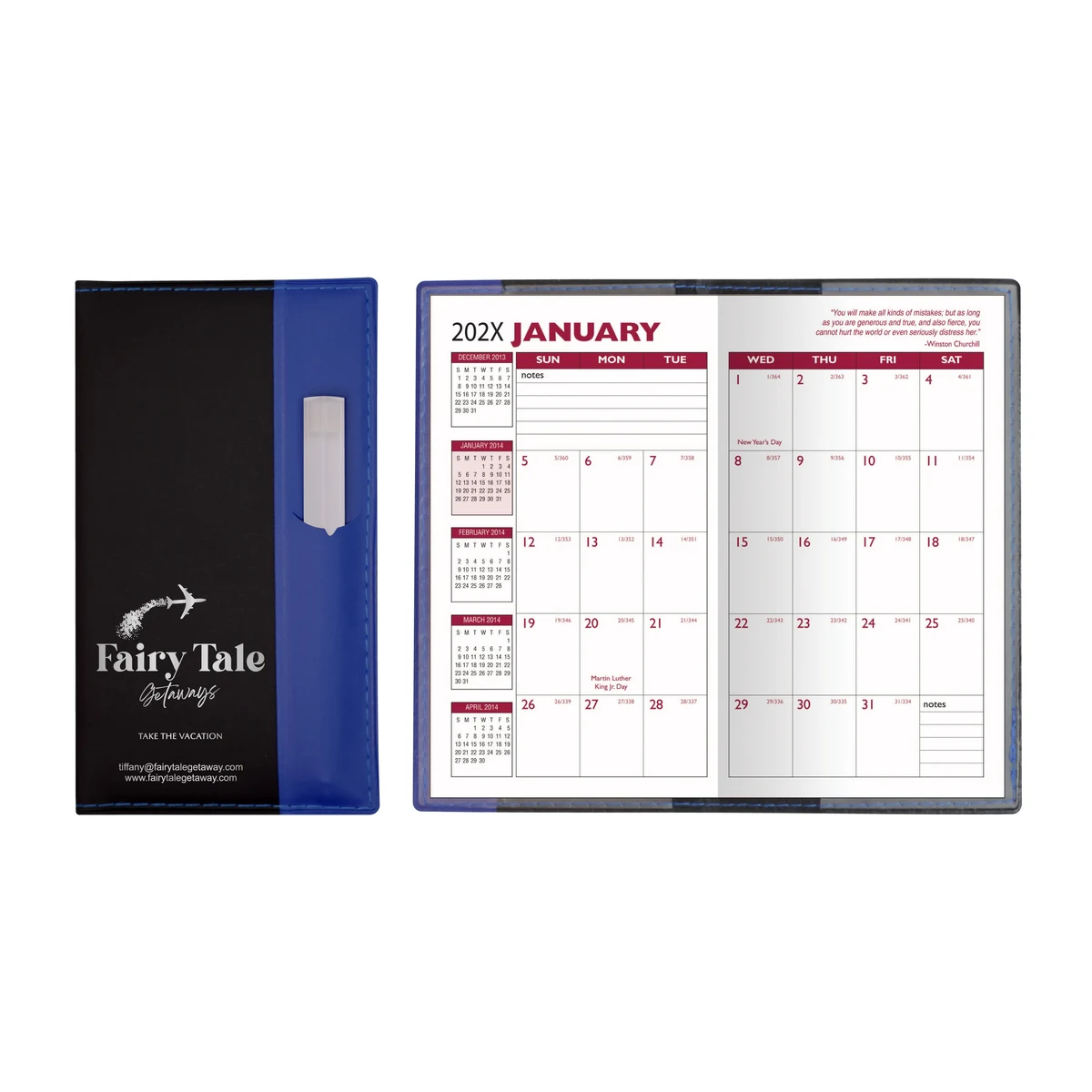 Lafayette Series Soft Cover 2 Tone Vinyl Monthly Planner w/ Clear Pen & 2 Color Insert 1