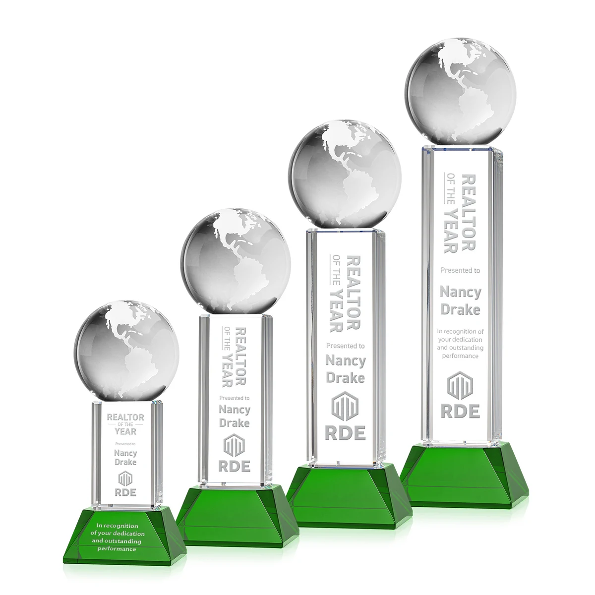 Globe Award on Stowe Base - Green 1
