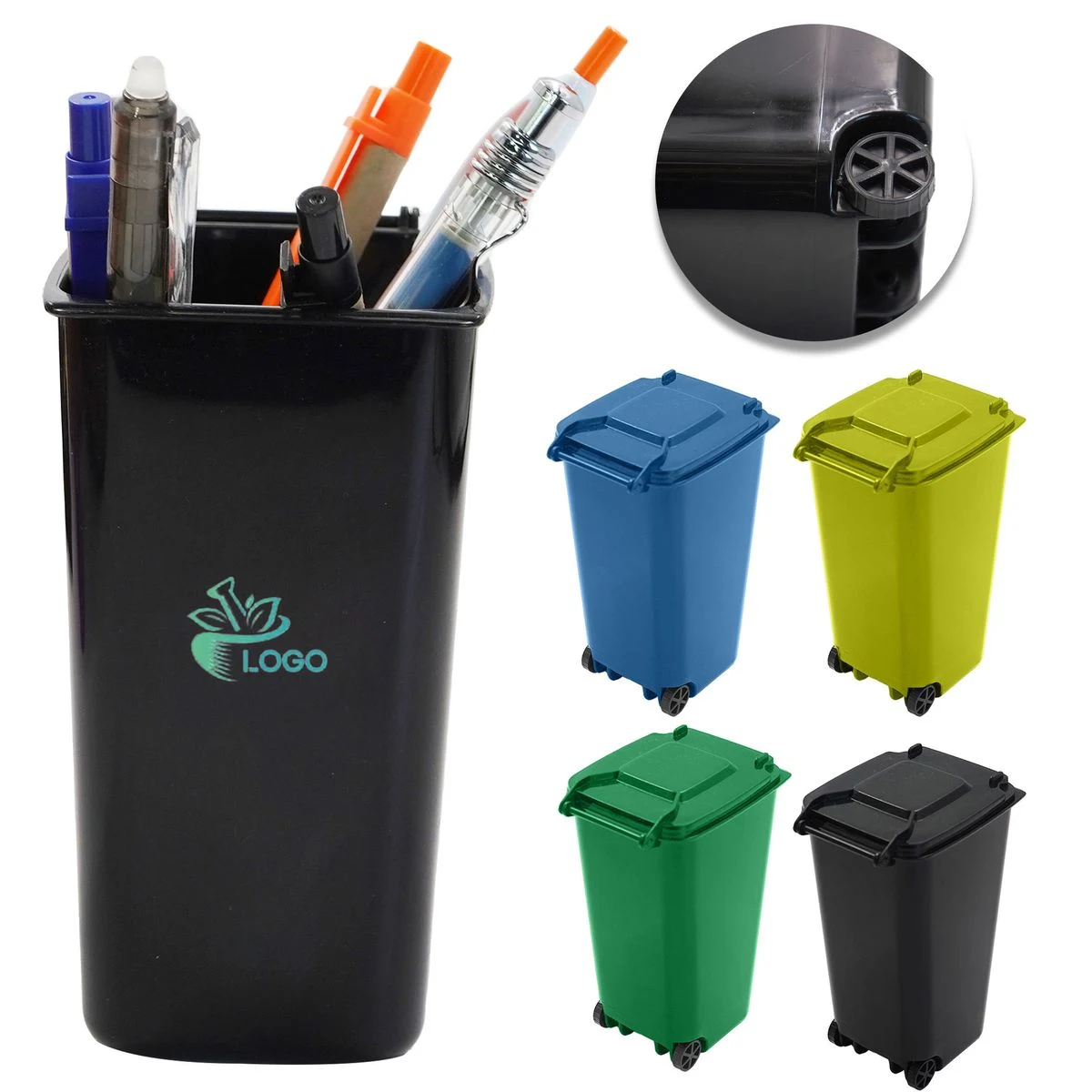 Compact Desktop Trash Can Small Size With Lid And Easy Rolling Wheels 1
