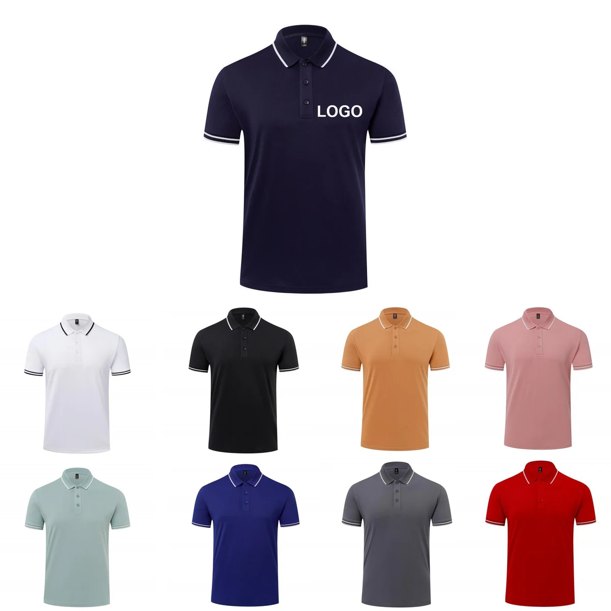 Mens Striped Short Sleeve Polo Shirts 1