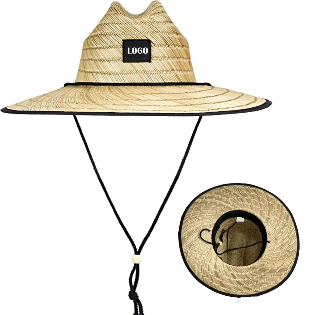 Sun Protection Straw Hat With Custom Patch 1