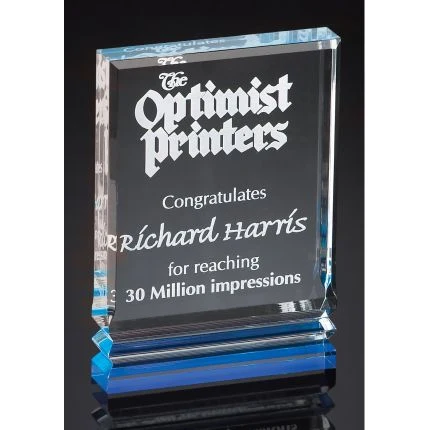 Blue Acrylic Rectangle With Ribbed Base 1