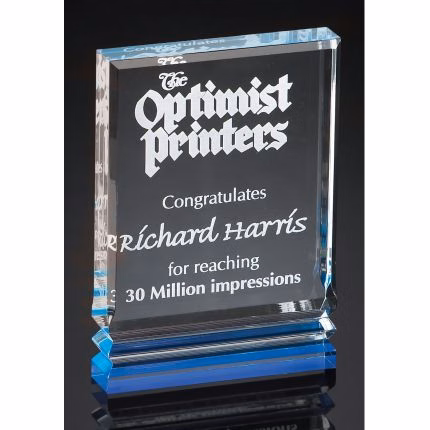 Blue Acrylic Rectangle With Ribbed Base