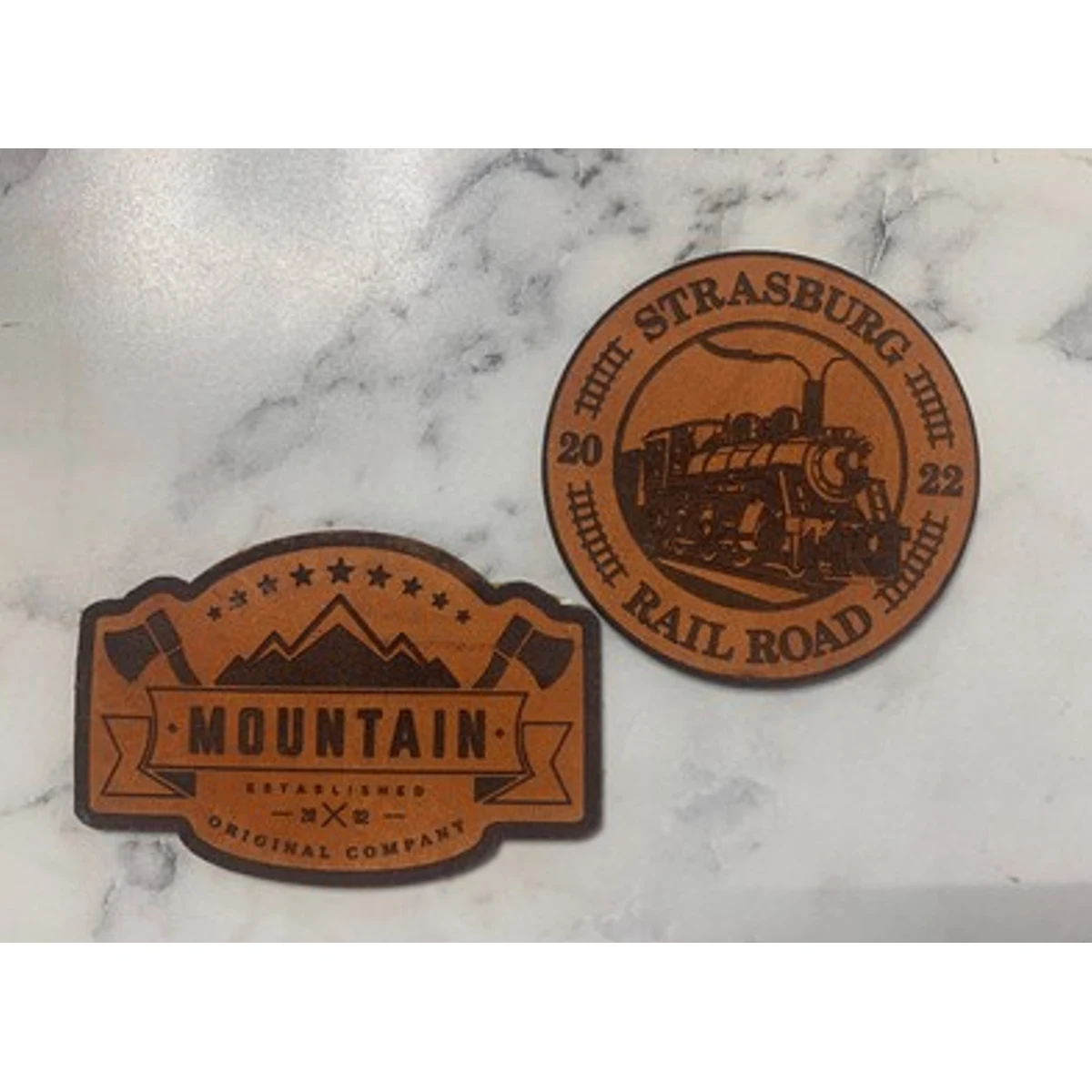Genuine Leather Patch Custom Laser Engraved and Cut to any Shape 1
