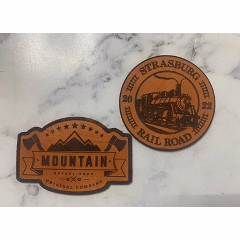 Genuine Leather Patch Custom Laser Engraved and Cut to any Shape