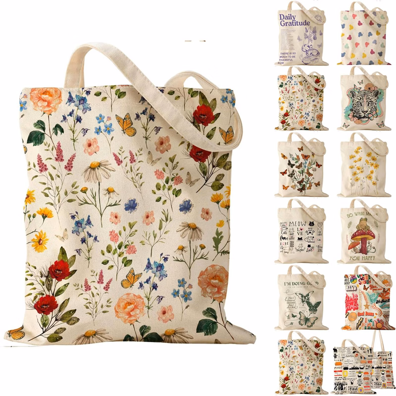 Large Capacity Open Top Canvas Tote Bag