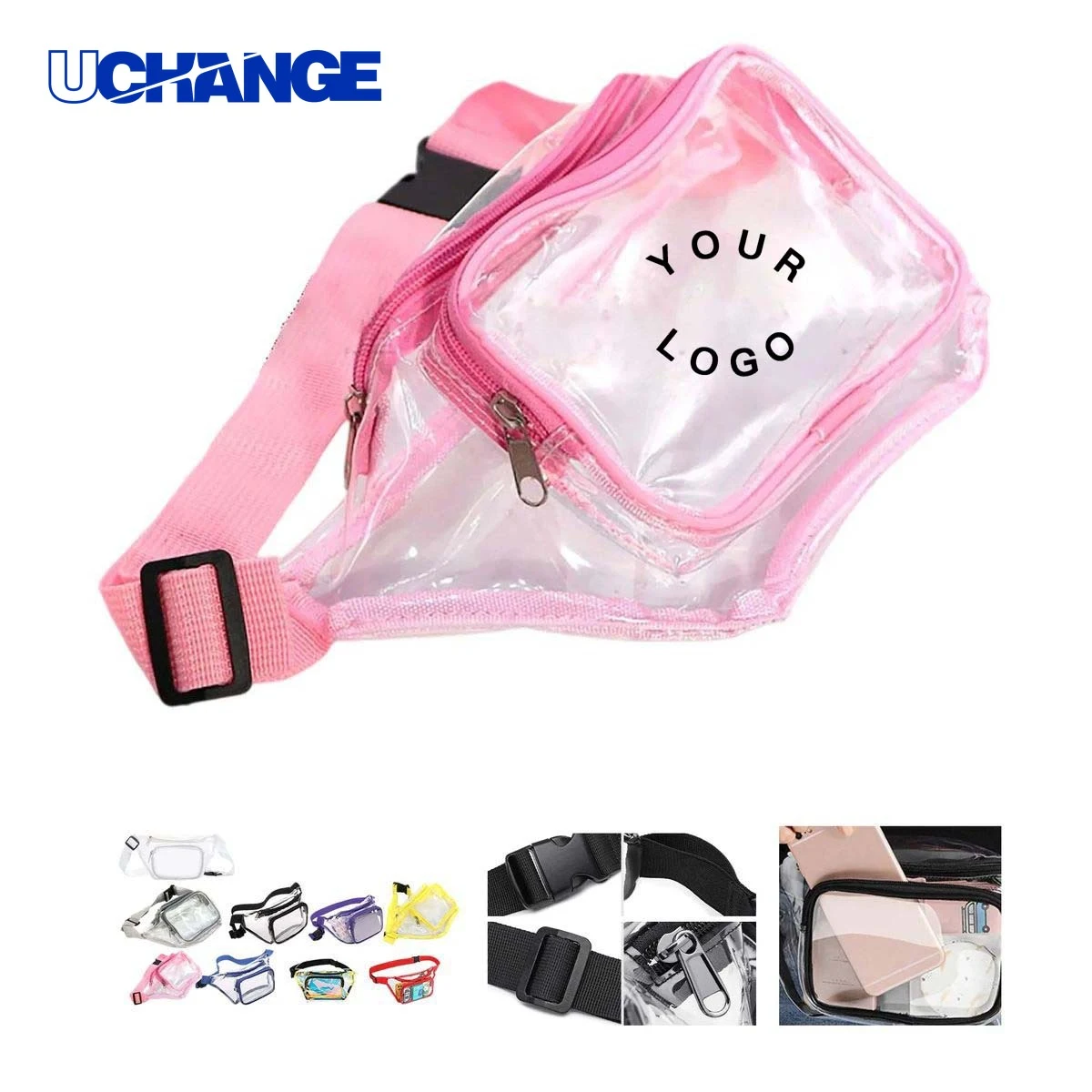 Clear PVC Waist Bag Organizer Spacious Compartments 1