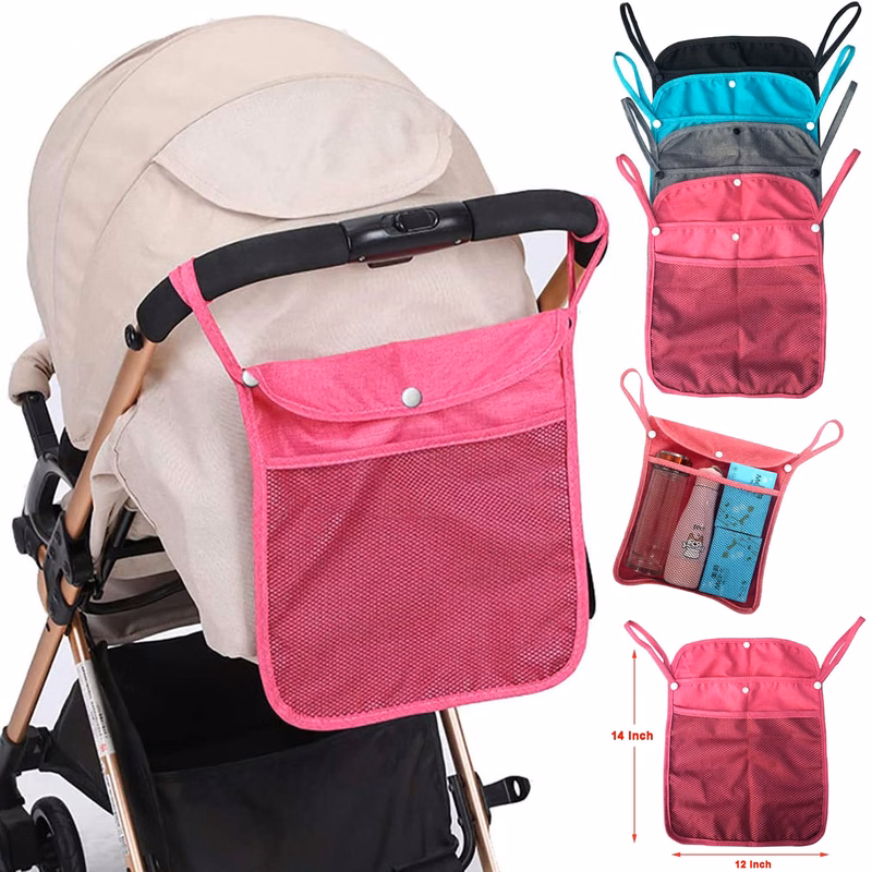 Baby Stroller Organizer with two Storage Pockets front mesh pocket