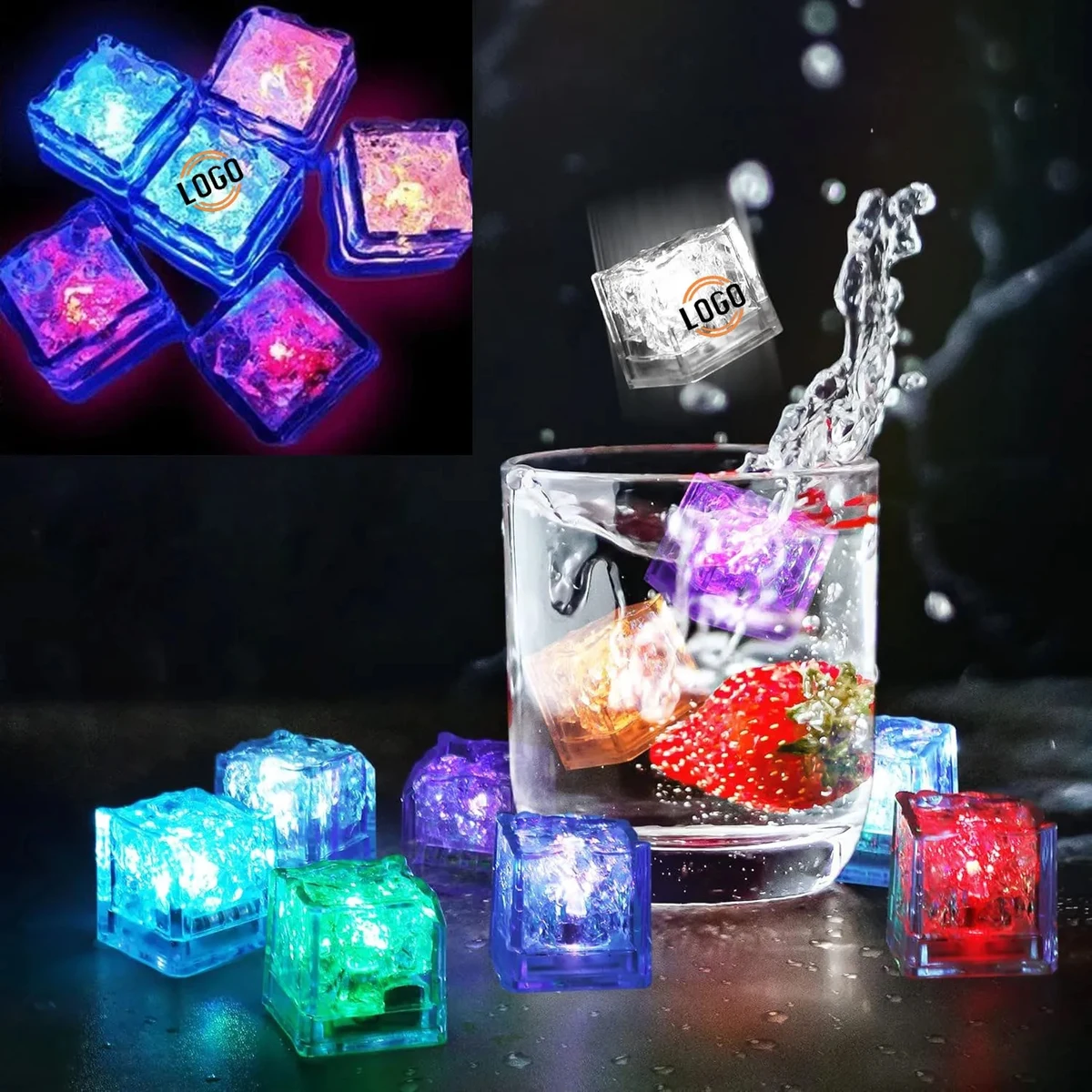 Multicolor Led Liquid Activated Ice Cubes 1