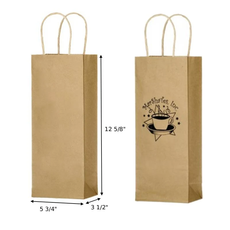 Natural Kraft Paper Wine Bag– Single Bottle 1
