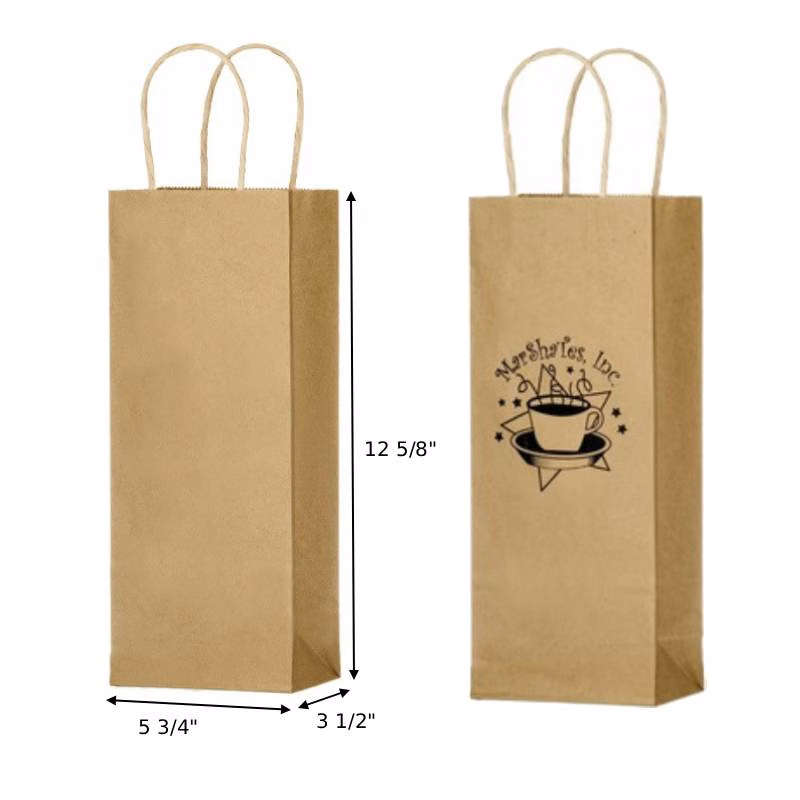 Natural Kraft Paper Wine Bag– Single Bottle