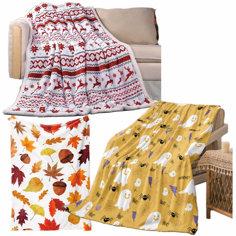 Print Plush Flannel Blanket,50x60in